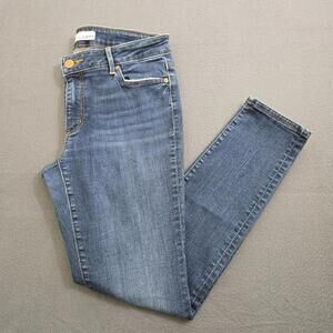 LOFT Women 28/6 Curvy Skinny Distressed Blue Denim Jean